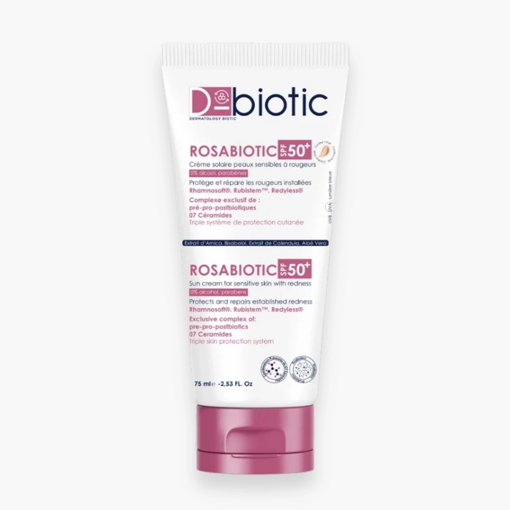 d-biotic-rosabiotic-creme-solaire-teintee-claire-spf50-75ml D-BIOTIC ROSABIOTIC CREME SOLAIRE PEAUX SENSIBLES A ROUGEURS SPF50+ TEINTE CLAIR 75 ML – Image 1