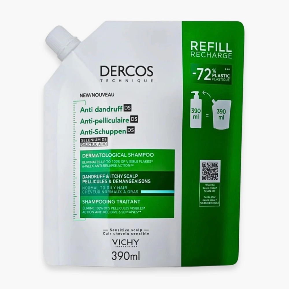 vichy-dercos-ds-shampoing-traitant-anti-pelliculaire-cheveux-normaux-a-gras-eco-recharge-390ml (1) VICHY DERCOS ANTI-PELLICULAIRE SHAMPOOING TRAITANT CHEVEUX NORMAUX A GRAS REFILL RECHARGE 390ML – Image 1